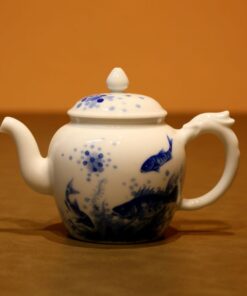 Ấm Trà Sứ Cảnh Đức Thanh Hoa Vẽ Tay Ngũ Ngư Đồ AS124