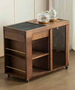 Bàn Trà Di Động Mặt Đá Gỗ Óc Chó KT:81x40.5x67cm BT34