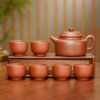 Bộ Ấm Trà Tử Sa Đất Cũ Đáy Tào Thanh Đức Trung 6 Chén Trơn 250ml AT200