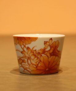 Chén Sứ Cảnh Đức Hồng Thái Vẽ Tay Sen Đáy Bẹt 100ml CS45