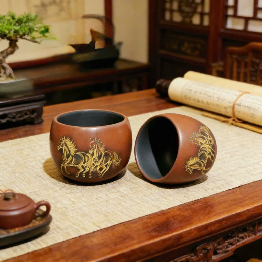 Chén Tử Sa Hoả Biến Nê Hưng Khắc Song Mã CNH70 - Ảnh 3