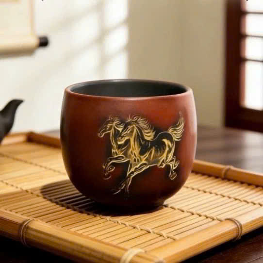 Chén Tử Sa Hoả Biến Nê Hưng Khắc Song Mã CNH70 - Ảnh 2