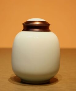 Hũ Trà Sứ Cảnh Đức Men Ngọc Trơn 2 Nắp Kín 600ml HT51