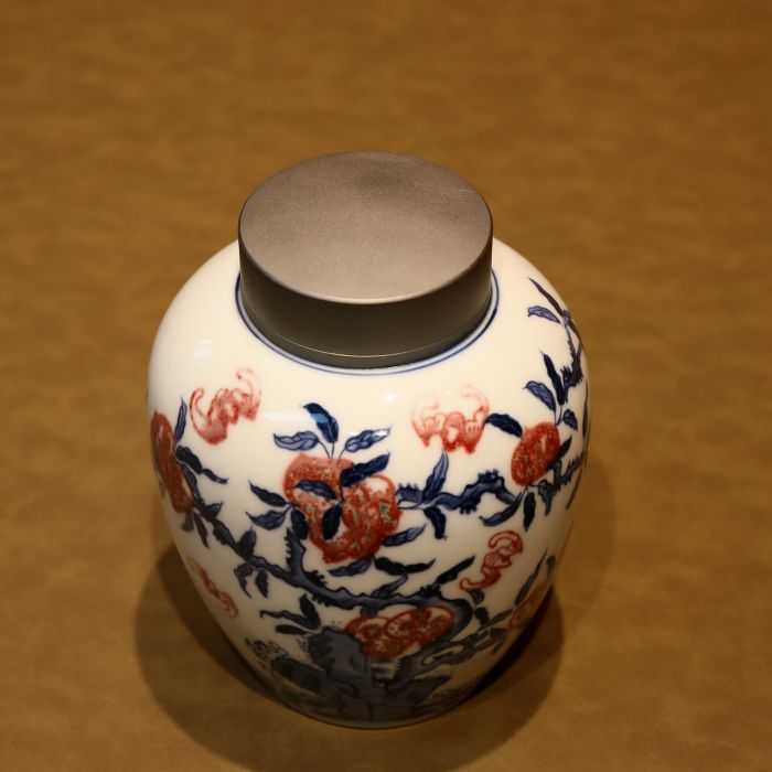 Hũ Trà Sứ Cảnh Đức Vẽ Tay Quả Đào 900ml HT103 - Ảnh 4