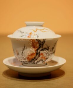 Tiềm Trà Sứ Cảnh Đức Vẽ Tay Ngũ Thái Hoa Mai 200ml AS101