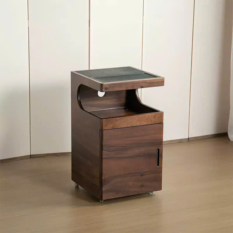 Tủ Trà Mặt Đá Di Động Gỗ Màu Gỗ Óc Chó KT41x41x71cm BT39