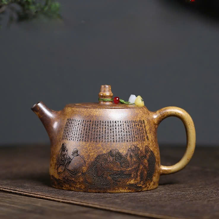 Ấm Tử Sa Đức Trung Đoàn Nê Hoả Biến "Thập Bát La Hán'' 410ml ATSM24