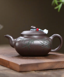 Ấm Tử Sa Tứ Phương Hoạ Trúc Tử Nê 380ml ATSM27