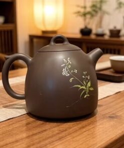 Ấm Nê Hưng Đen Dáng Tần Quyền Hoa Lan 200ml AKC304-2