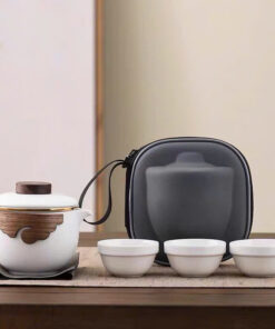 Bộ Ấm Trà Du Lịch Sứ Trắng 3 Chén 200ml AT308