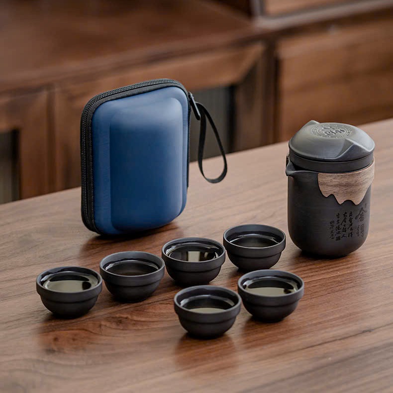 Bộ Ấm Trà Du Lịch Trơn 6 Chén AT309