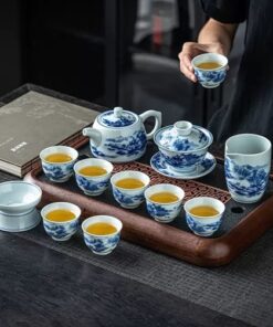 Bộ Ấm Trà Sứ Cảnh Đức Sơn Thuỷ 8 Chén 280ml AT14 