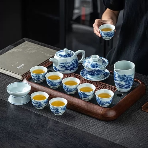 Bộ Ấm Trà Sứ Cảnh Đức Sơn Thuỷ 8 Chén 280ml AT14 