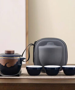 Bộ Ấm Trà Sứ Xanh Lòng Trắng Du Lịch 3 Chén 200ml AT307