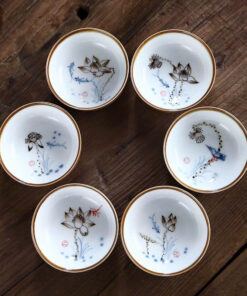 Chén Sứ Hoạ Lòng Sơn Thuỷ Nung Củi Lòng Sen Cao3.1x7.8cm 60ml CS102