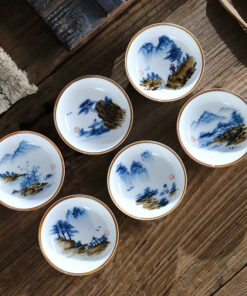 Chén Sứ Hoạ Lòng Sơn Thuỷ Nung Củi cao3.1x7.8cm 60ml CS101