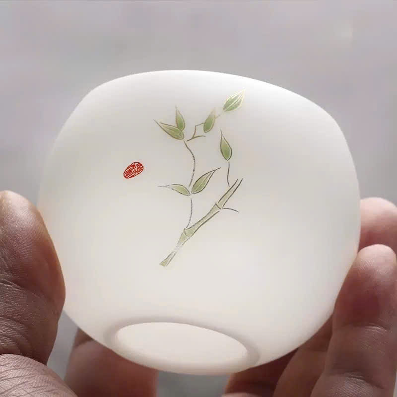 Chén Sứ Trắng Ngọc Đáy Bẹt 3 Hoạ Tiết 100ml CS03 - Ảnh 4