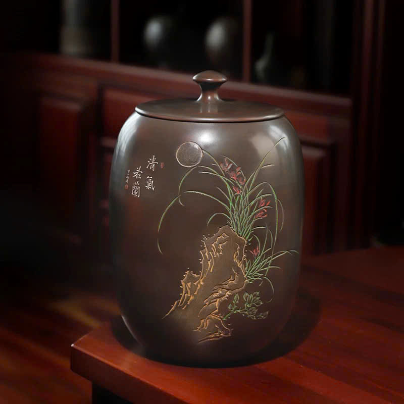 Hũ bảo quản trà lên men tử sa nê hưng hỏa biến mai lan cúc trúc cỡ lớn HT96 - Ảnh 5