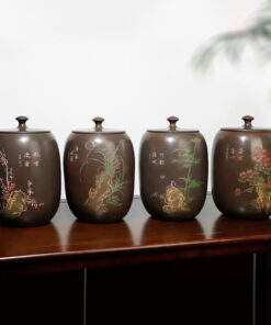 Hũ bảo quản trà lên men tử sa nê hưng hỏa biến mai lan cúc trúc cỡ lớn HT96