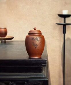 Hũ Trà Nê Hưng Cỡ Vừa Khắc Lão Tùng Cao 20cm HT25