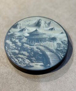 Lót Chén Nê Hưng Tròn Họa Sơn Thủy 3D 10cm LC61