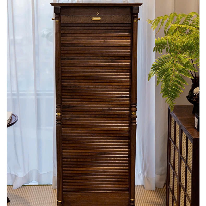 Tủ Trà Di Động Gỗ Óc Chó Đựng Ấm Chén Cao 115x45x45cm BT50 - Ảnh 3