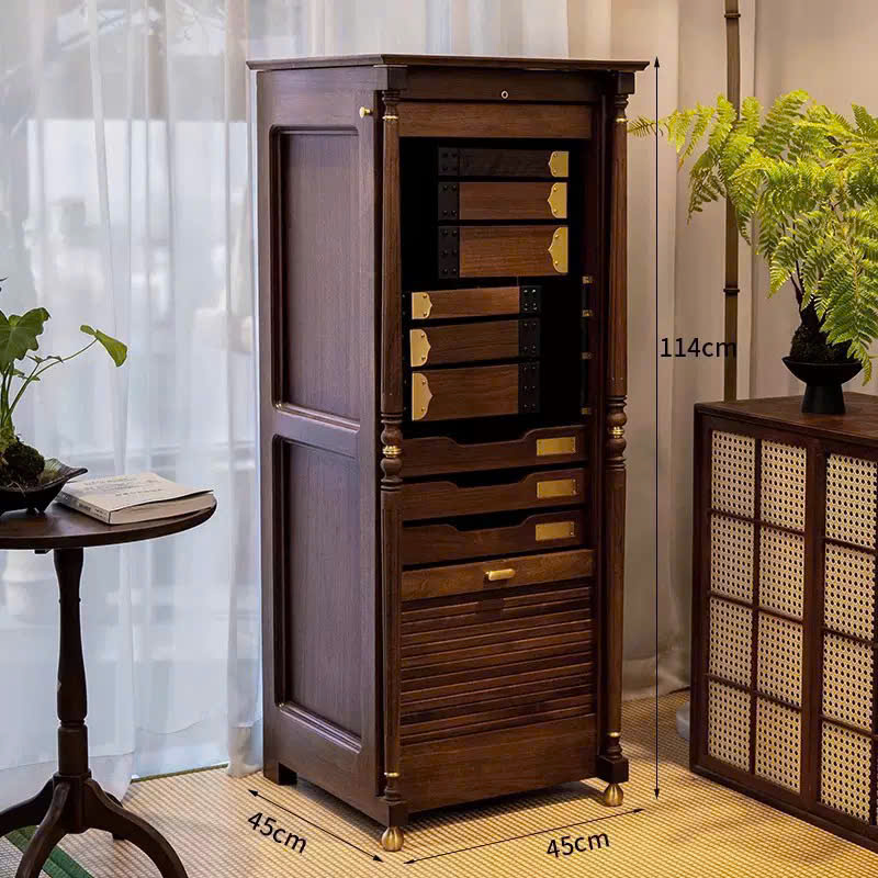 Tủ Trà Di Động Gỗ Óc Chó Đựng Ấm Chén Cao 115x45x45cm BT50 - Ảnh 8