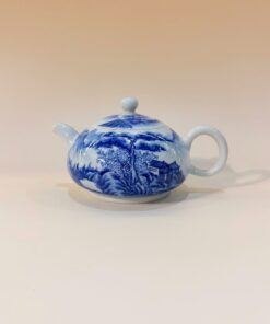 Ấm sứ cảnh đức vẽ tay sơn thủy men thanh hoa cao cấp AS43