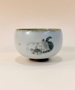 Chén sứ Cảnh Đức men Thái Hội "Trà Sủng Song Miêu" CS37