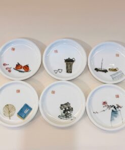 Lót Chén Sứ Cảnh Đức bộ 6 Hoạ Tiết 9,5cm LC100