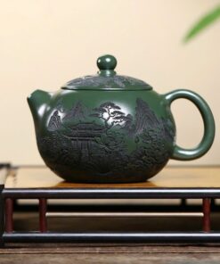 Ấm Tử Sa Tây Thi Lục Nê Khắc Sơn Thuỷ 500ml ATSM76