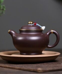 Ấm Tử Sa Tử Nê Chuyết Chỉ Viền Vàng Trơn 280ml ATSM80