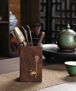 Bộ Dung Cụ Pha Trà Gỗ Óc Chó Khắc "Thiền Trà" 6 món - KH34