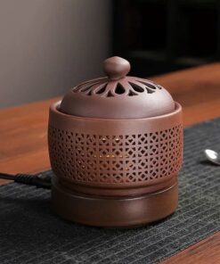 Lư Đất Nâu Xông Trầm Điện Dáng Cao LS16
