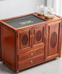 Bàn Trà Di Động Gỗ Hương Mặt Đá Cao 65.5x85.5x45cm BT10