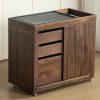 Bàn Tủ Trà Di Động Gỗ Óc Chó Mặt Đá 3 Ngăn Cao 68x76.5x40.5cm BT11
