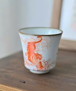 Chén Sứ Cảnh Đức Thái Hội Hoả Biến Hoạ "Chúa Sơn Lâm" 95ml CS114