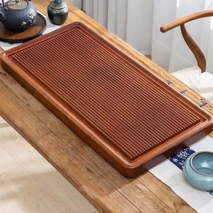 Khay Trà Gỗ Óc Chó Nguyên Khối Mặt Sóng 90x46 KTG41