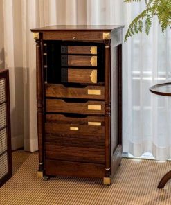 Tủ Trà Di Động Gỗ Óc Chó Đựng Ấm Chén Cao 82x42x39cm BT51