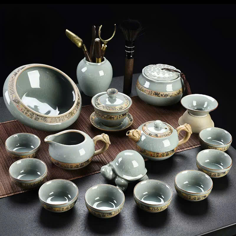 Bộ Ấm Trà Men Rạn Xanh Ngọc AT114