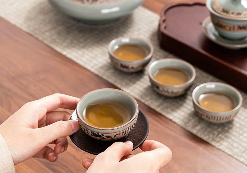 Bộ Ấm Trà Sứ Men Rạn Xanh Ngọc AT115 - Ảnh 5